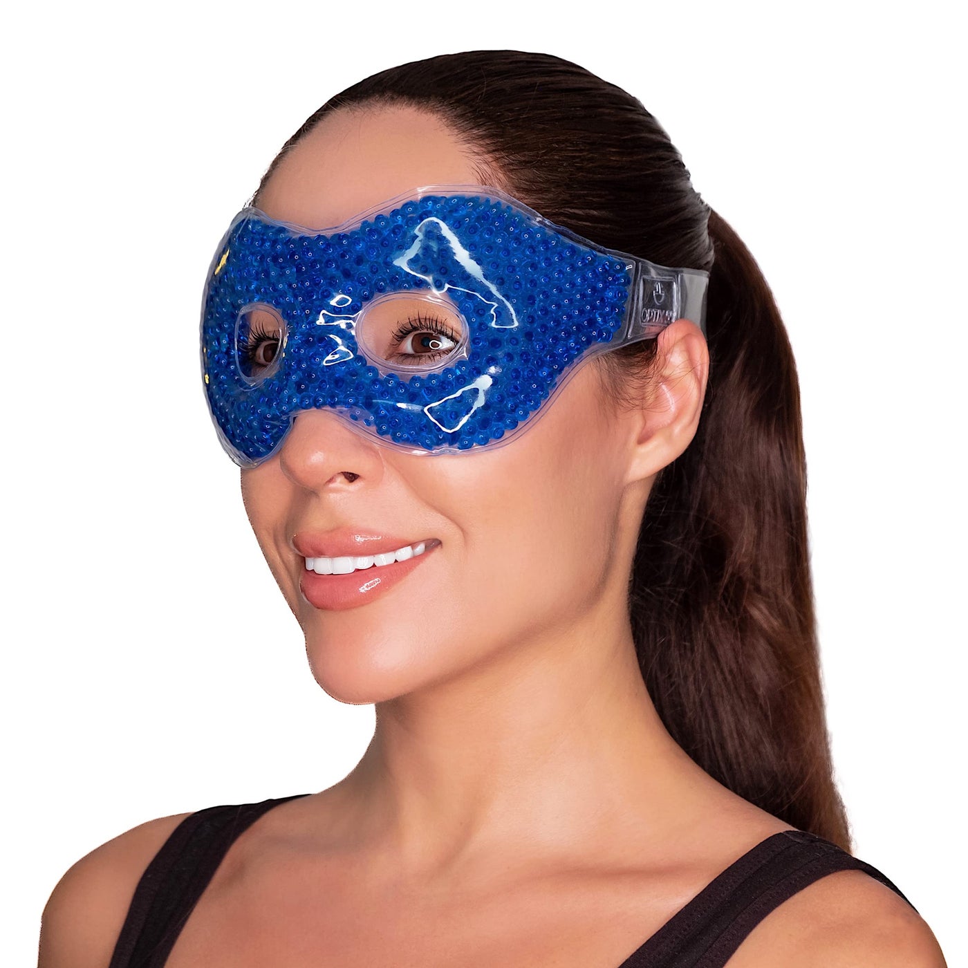 Gel Eye Mask - Hot Cold Compress Eye Therapy Pack | Cooling Mask for Puffy Eyes, Headaches, Dark Circles | Reusable | Ergo Gel Bead (Blue)
