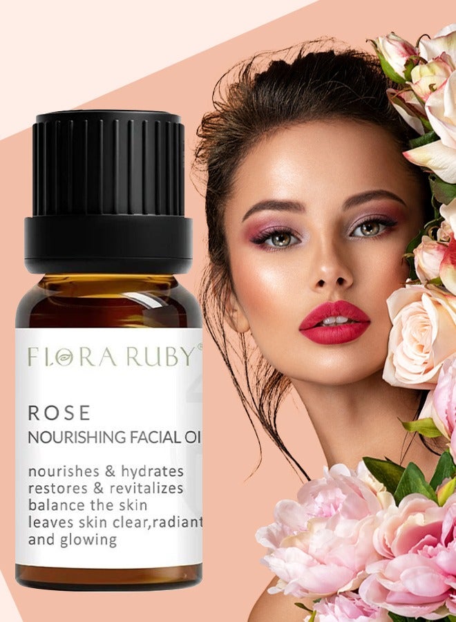 Rose Nourishing Facial Oil Organic Rose Essential Oil for Face and Skin Moisturizing Nourishing Hydrating Nourishes and Hydrates Leaves Skin Clear Radiant and Glowing Natural Rose Oil 15ml
