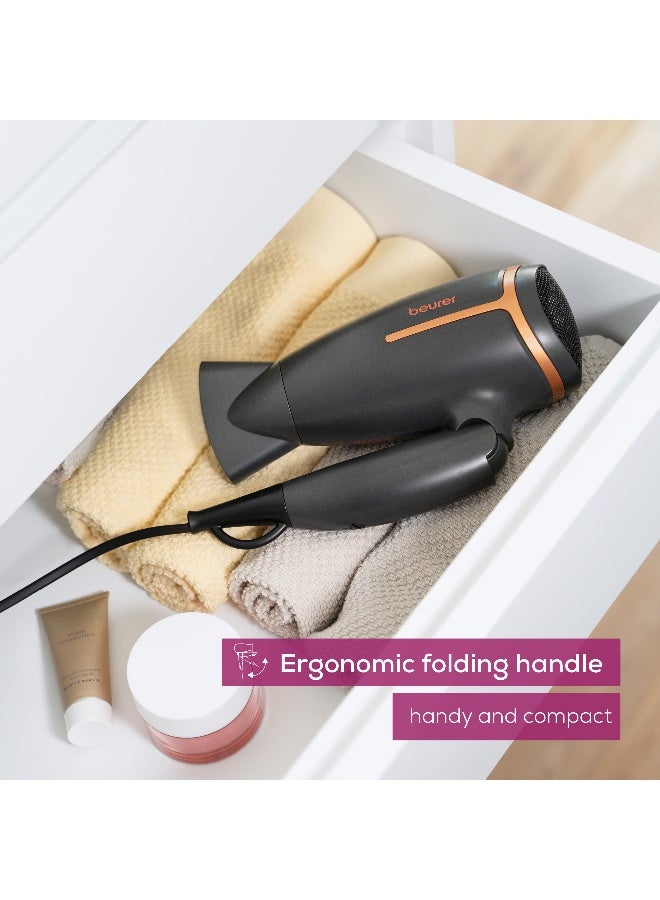 HC 25 Compact Hair Dryer, 1600W Travel-Friendly Blow Dryer, Ionic Technology for Smooth And Shiny Hair, 2 Heat And Speed Settings, Foldable Handle, Cool Air Function, Lightweight And Portable - image 2