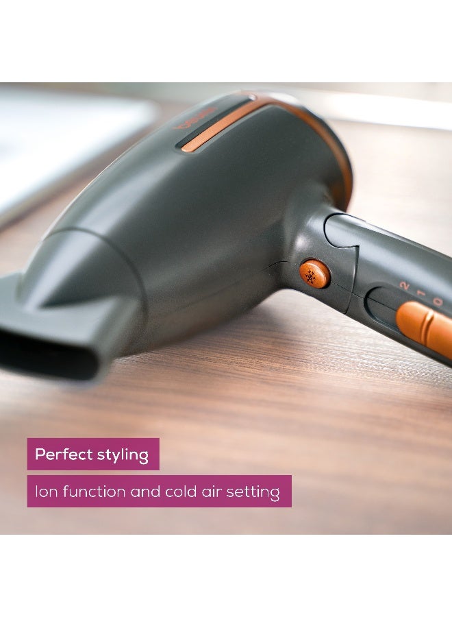 HC 25 Compact Hair Dryer, 1600W Travel-Friendly Blow Dryer, Ionic Technology for Smooth And Shiny Hair, 2 Heat And Speed Settings, Foldable Handle, Cool Air Function, Lightweight And Portable - image 6