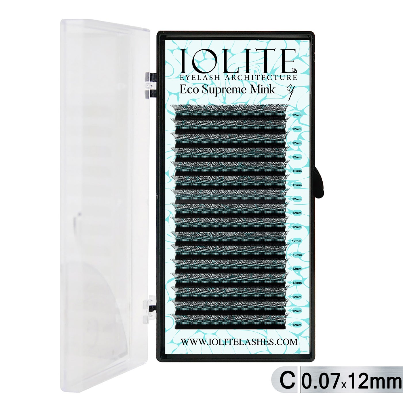 Iolite Eco Supreme Mink (Y) C curl - 0.7T Mix & 8mm to 15mm Individual Lash Extension Tray – Natural-Looking Volume False Lashes | Easy Fan Y lashes, Professional Eyelash Extensions for Lash Artists ISMYC7T - 12MM