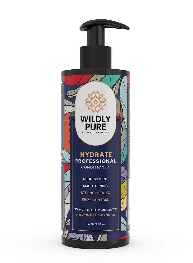 Natural Keratin Conditioner for Dry Frizzy Hair 72 Hours Deep Conditioning Biolipid Complex Phospholipids Glycolipids 4X Detangling Shine 150ML Hydrate