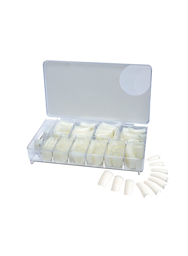 False Nail Natural Fake Tips Box of 10 Sizes 500 Peices With Glue BNNT500