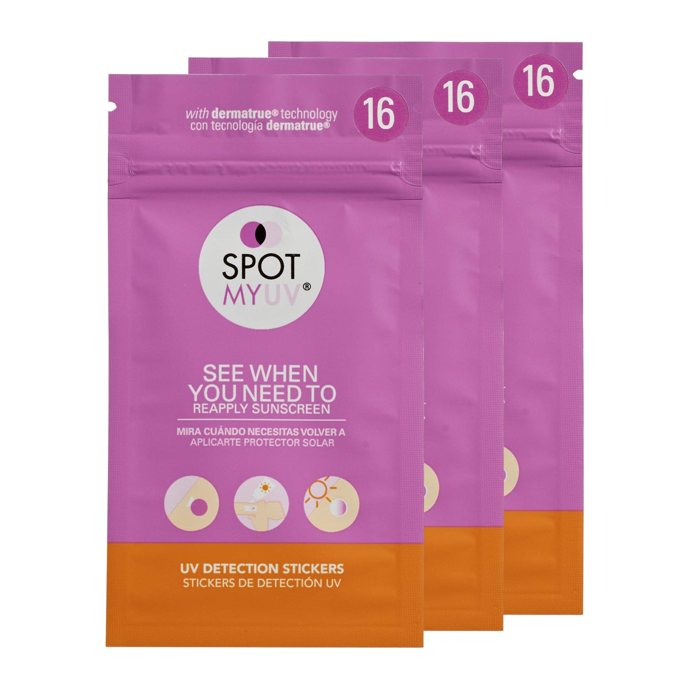 SpotMyUV UV Detection Stickers for Sunscreen with Patented Dermatrue SPF Sensing Technology, Know When to Reapply Sunscreen to Help Prevent Sunburn, 48 Count