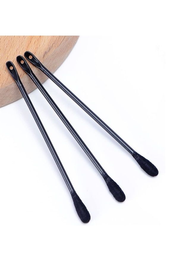 100Pcs Disposable Plastic Blackhead Remover Pimple Popper Tool Professional Double Headed Blackhead Extractor Removal Stick Cotton Swab Beauty Tool, Black