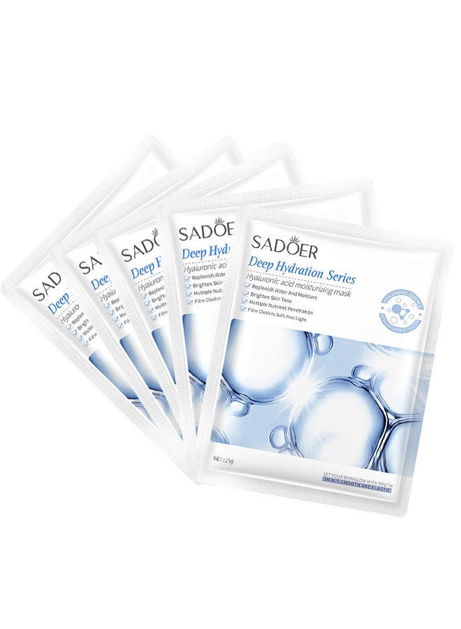 5PCS Facial Sheet Mask Organic Face Mask Essence Moisturizing Collection Hydrating Moisturizing Brightening and Soothing (Hyaluronic acid)