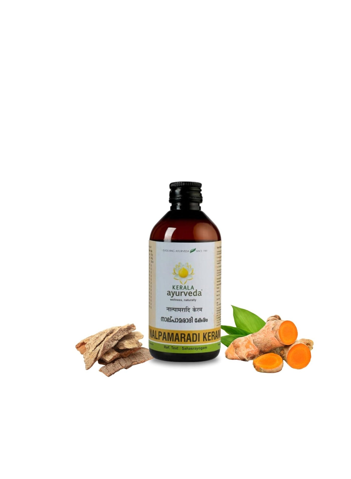 Kerala Ayurveda Nalpamaradi Keram 200ml | Face & Body Oil | Detan Oil | For All Skin Types| Suitable for All Skin Types | Removes Tan and Dark Spots | Heals Skin | With Nalpamara, Haridra, Usira, Amla, Manjistha, Raktachandana | Coconut Oil Base |