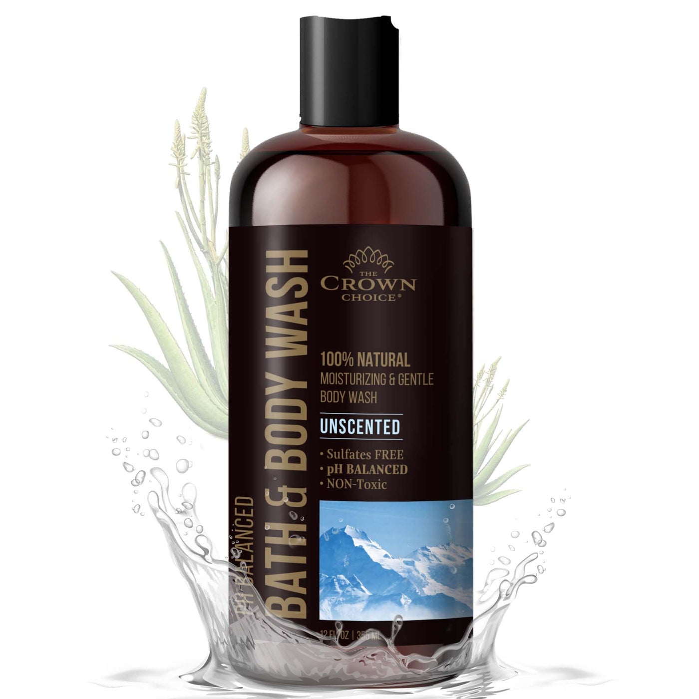 Natural Body Wash for Women, Men & Kids - Fragrance Free Body Wash - 12oz pH 5.5-Best pH Balance-Liquid Soap for All Skin Types-Moisturizing Sulfate & Chemical Free Shower / Bath Liquid Gel (1 PK)