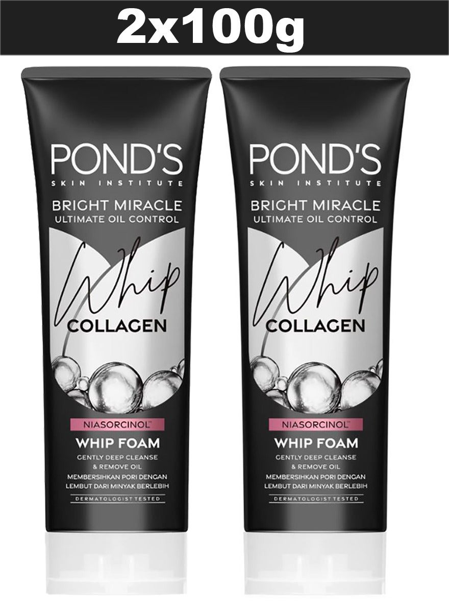 Bright Miracle Ultimate Oil Control Whip Collagen Facial Foam 100g x 2