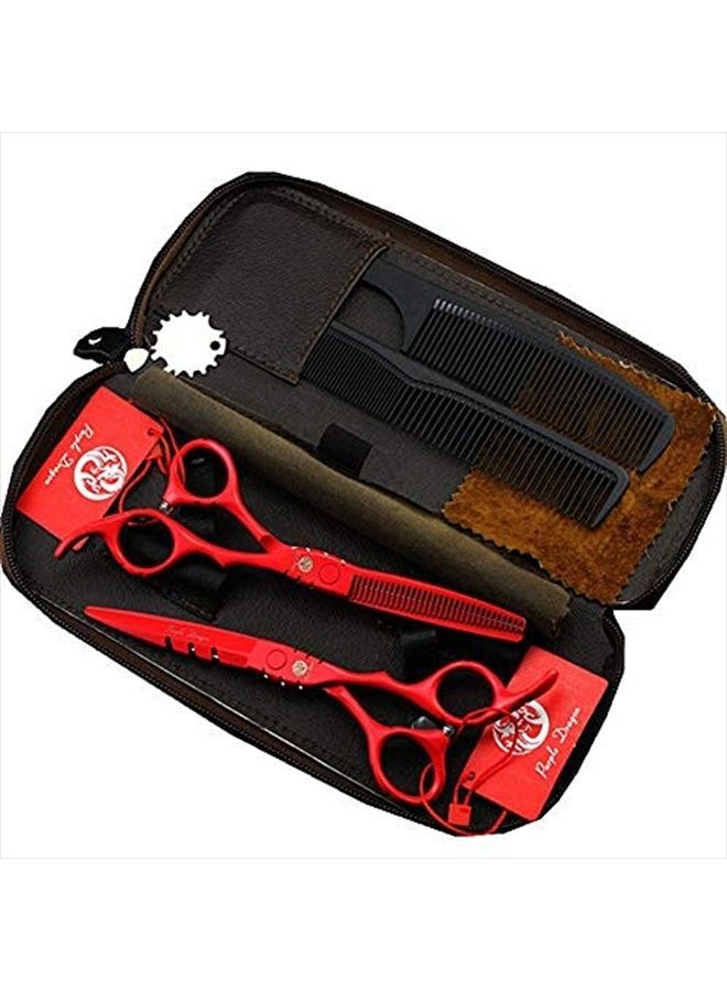 Professional Japan 440C Hair Salon Cutting Shears and Barber Thinning Scissor Hairdressing Shear Set with Bag