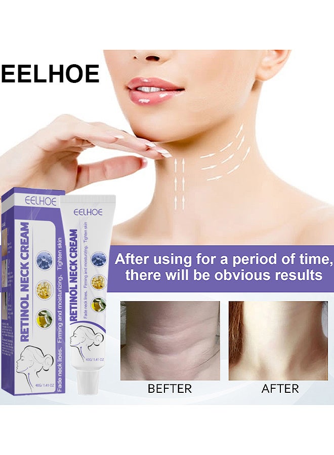 Retinol Neck Cream, Fade Neck Lines, Firming And Moisturizing Brighten Skin Neck Massage, Reshape Swan Neck 40G