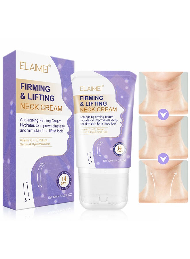 Neck Firming And Lifting Cream, Skin Firming Lotion For Neck And Body, Neck Cream For Anti-Aging, Wrinkles, Reduce Double Chin, Firm Sagging Skin, Skin Tightening 120ML