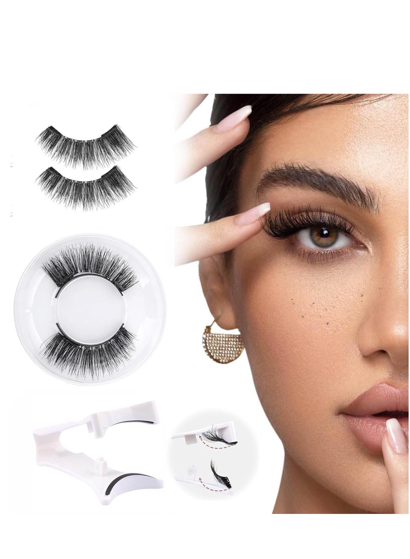 Magnetic Eyelashes Reusable Dual Magnetic Lashes without Eyeliner Natural Look Magnetic Eyelashes with Applicator False Eyelashes No Glue Magnetic Lashes (Black UU06)