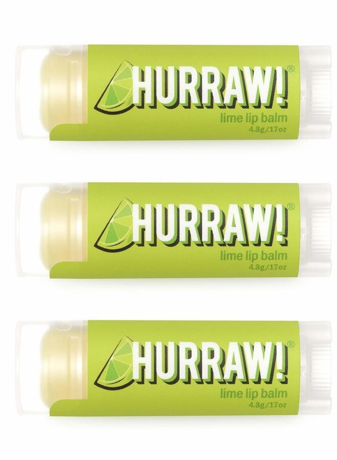 Hurraw! Lime Lip Balm, 3 Pack: Organic, Certified Vegan, Cruelty and Gluten Free. Non-GMO, 100% Natural Ingredients. Bee, Shea, Soy and Palm Free. Made in USA