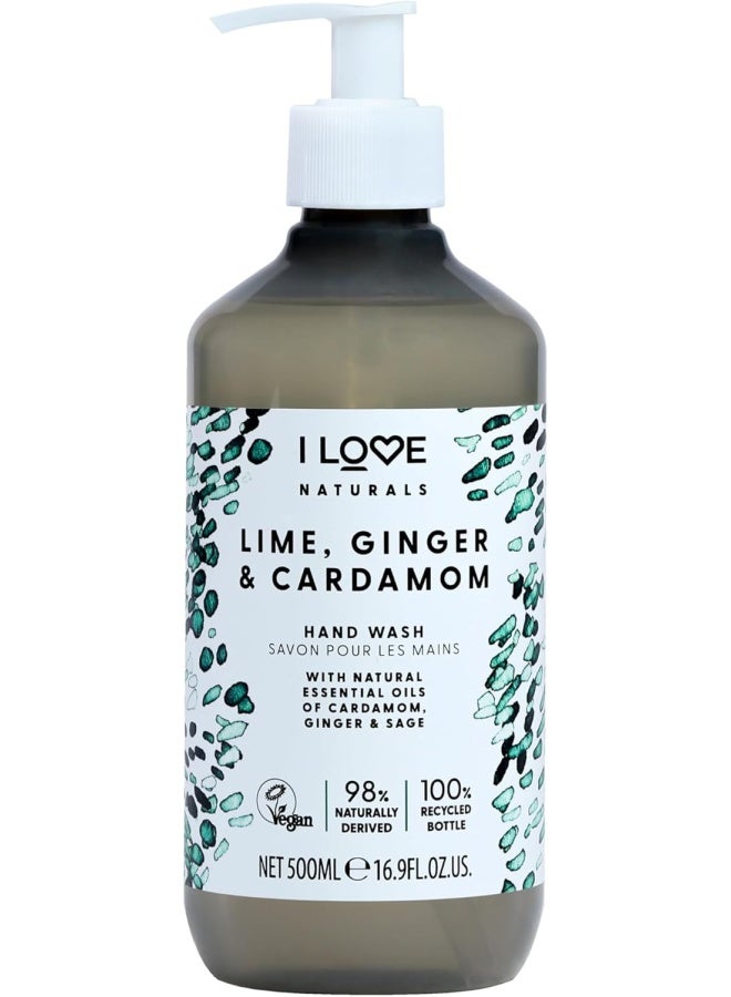 I Love Naturals Lime, Ginger & Cardamom Handwash | 500ml | Zesty, Plant-Based Hand Soap | Vegan, Sulfate-Free & Energizing