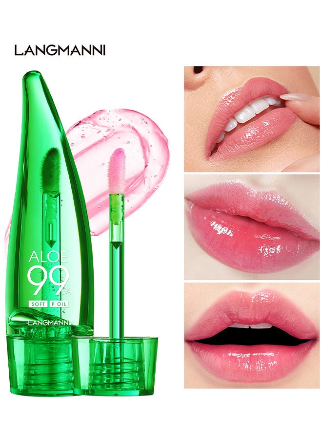 Aloe Vera Color Changing Lip Gloss, Long Lasting Nutritious Lip Balm Moisturizing Aloe Vera Lip Oil, Moisturizer Magic PH Temperature Color Change Lip Gloss, Lip Gloss Moisturizer Non-Sticky For Lip