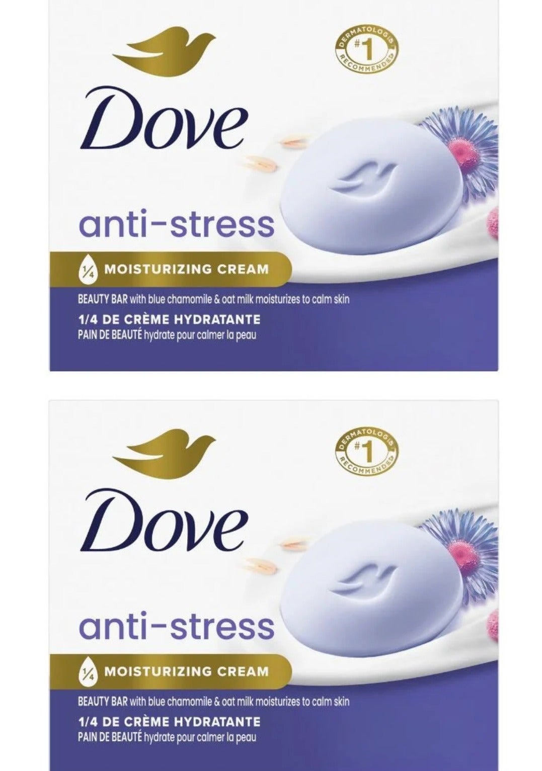Dove Anti-Stress Blue Chamomile And Oat Milk Moisturizes to Calm Skin Soap 90g 2PC