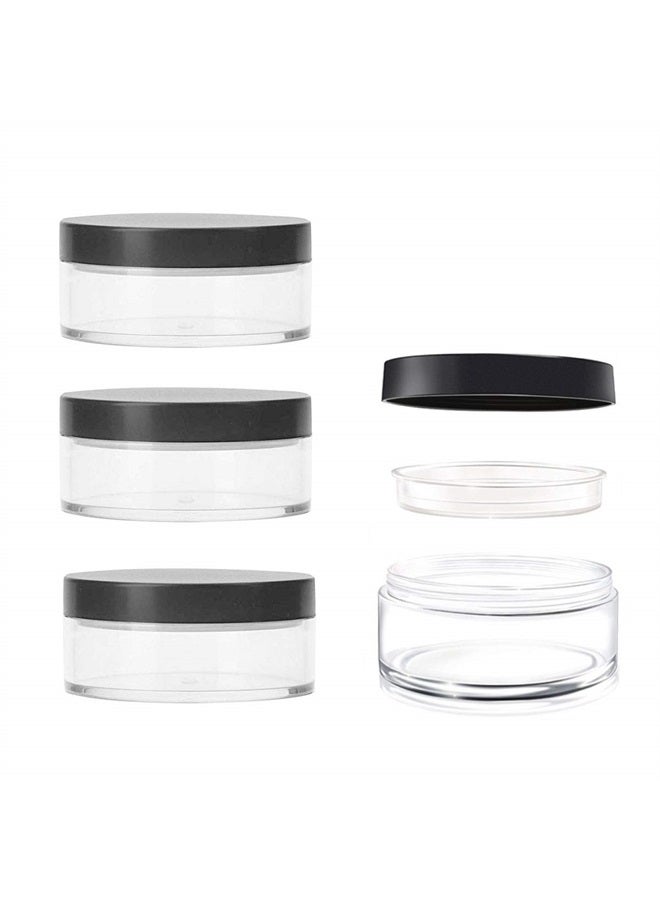 Capacity 30 ml(1 oz) Empty Reusable Plastic Loose Powder Compact Container DIY Makeup Powder Case with Sifter and Lined Screw Lid,Pack of 4