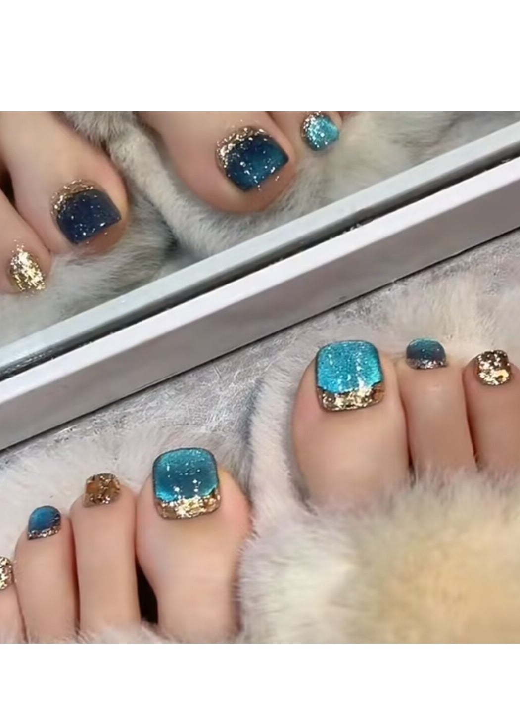 24-Piece Short Square Press-on Toenails:Acrylic Fake Nails ,toe fake nails for Seamless Fit