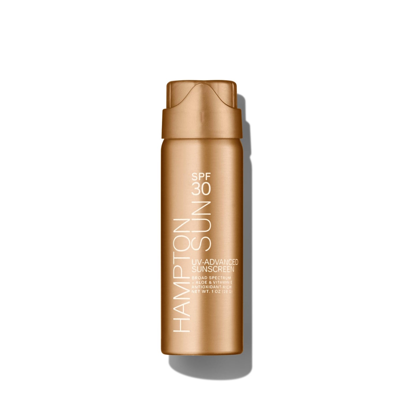 Hampton Sun SPF 30 Continuous Mist Sunscreen - 1.0 oz. Travel Size, Broad Spectrum + Advanced Water/Sweat Resistance, Vitamin E + Aloe Vera, Glowy, Hydrated Finish, Oil-Free, All Skin Types