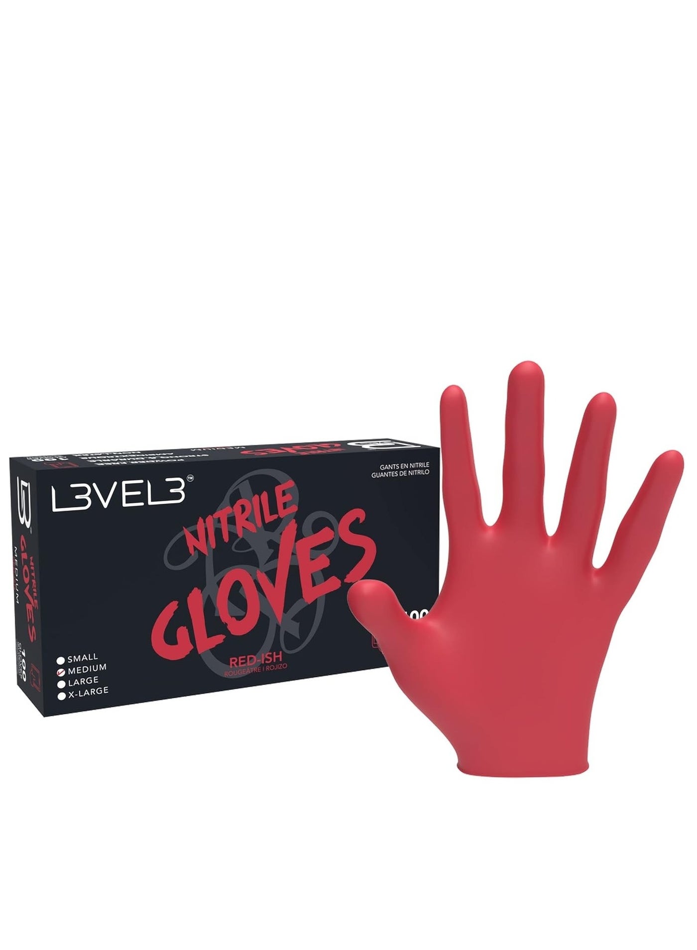 Level 3 Nitrile Gloves - Professional Heavy Duty Disposable Gloves - Latex Free - Fits Snug - Box of 100 - Large