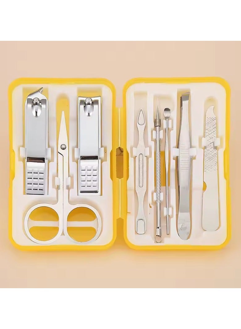 Stainless Steel Nail Care Set with Portable Case Art Manicure Pedicure Tools Nail Cutter 8pcs/set