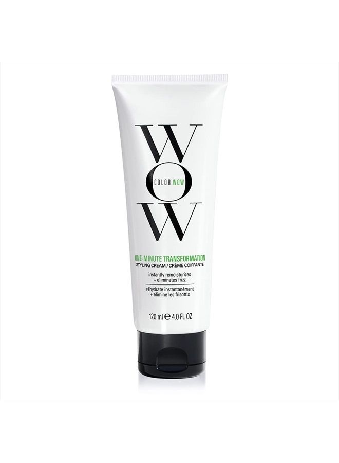 Color Wow One Minute Transformation ‚Äì Instant frizz fix; Nourishing styling cream smooths, tames + defrizzes on the spot; Avocado oil + Omega 3's hydrate, repair for silkier, smoother texture