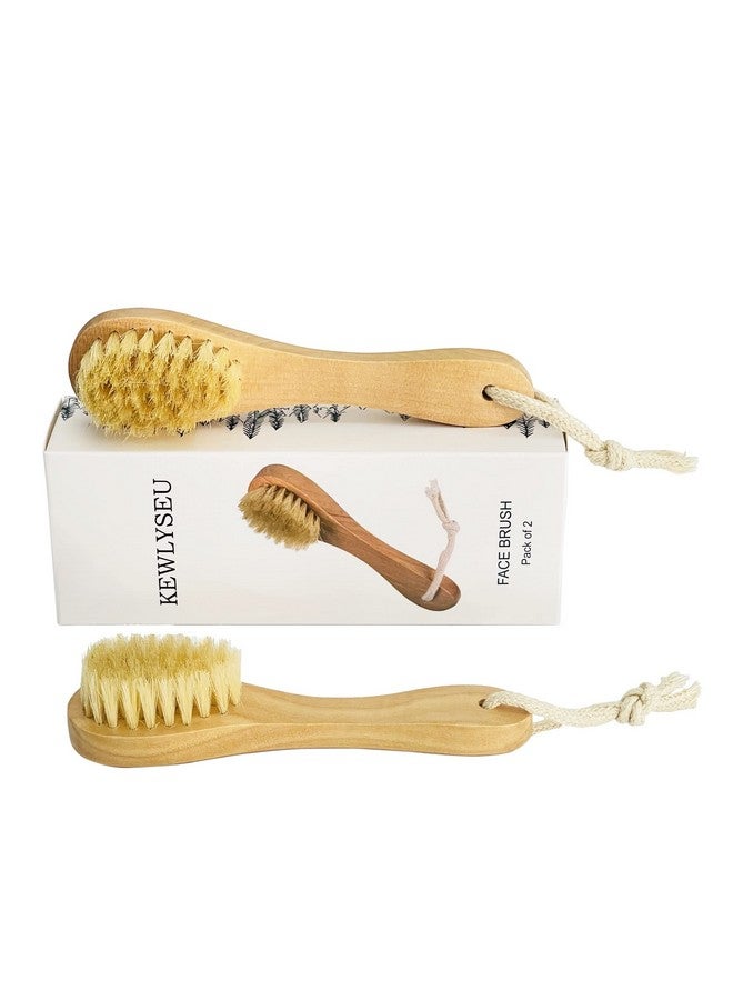 Natural Bristles Wooden Face Cleaning Brush Wood Handle Facial Cleanser Nose Scubber Exfoliating Facial Skin Care Pack Of 2