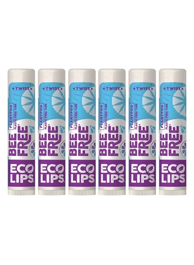 Bee Free Vegan Unscented 100% Natural Lip Balm - Soothe and Moisturize Dry, Cracked and Chapped Lips - 100% Plastic-Free Plant Pod Packaging - Made in USA (6 Tubes)