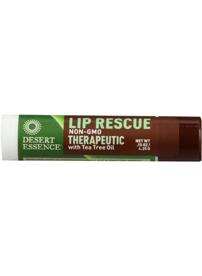 Lip Rescue Therapeutic with Tea Tree Oil - 0.15 Oz - Antiseptic Balm - For Cracked Lips, Cold Sores - For Softer, Smoother Lips - Moisturizer - Unscented - Vitamin E - Aloe Vera