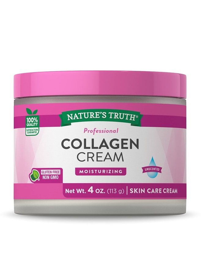 Natures Truth Professional Collagen Cream Skin Care Cream, White, 4 Ounce