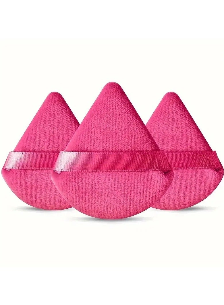 3PCS Powder Puffs, Soft Triangle Wedge Makeup Powder Puff For Loose Powder Mineral Powder Body Powder Velour Cosmetic Foundation Sponge Makeup Tool