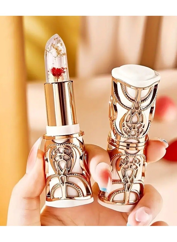 Flower Lipstick Jelly Color Changing Golden Foil Lip Balm Moisturizing Hydrating Daily Lip Care