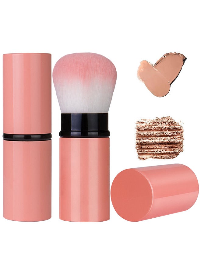 Makeup Brush, Retractable Makeup Brush, Travel Face Blush Brush, Portable Powder Brush With Cover For Blush, Bronzer, Buffing, Flawless Powder Cosmetics