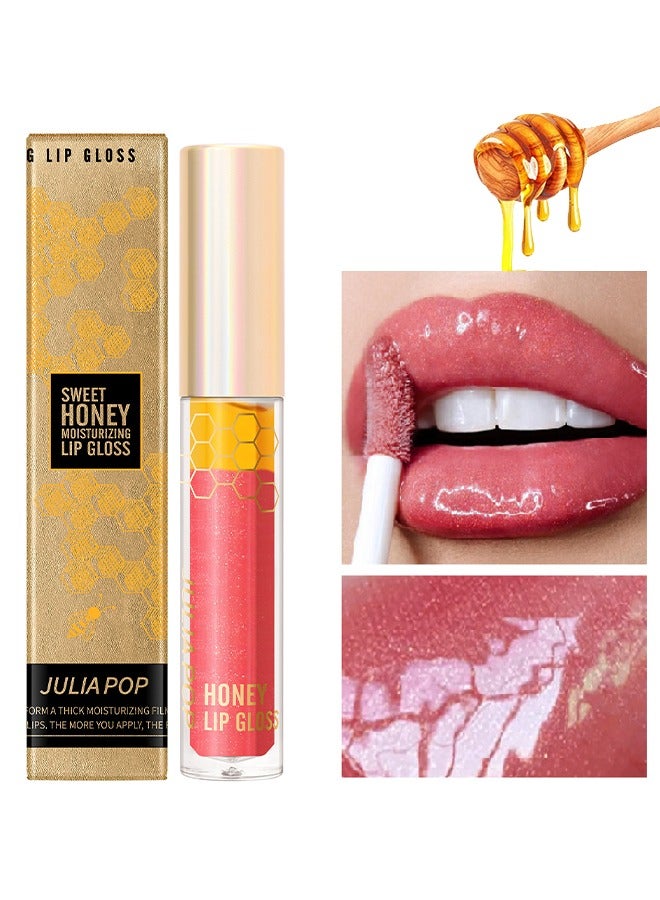 Sweet Honey Moisturizing Lip Gloss，High Shine Hydrating Transparent with Honey Lip Moisturizing Treatment Nourishing Lip Gloss Non Sticky Lip Care Long Lasting Shiny Texture Lip Care Oil #01