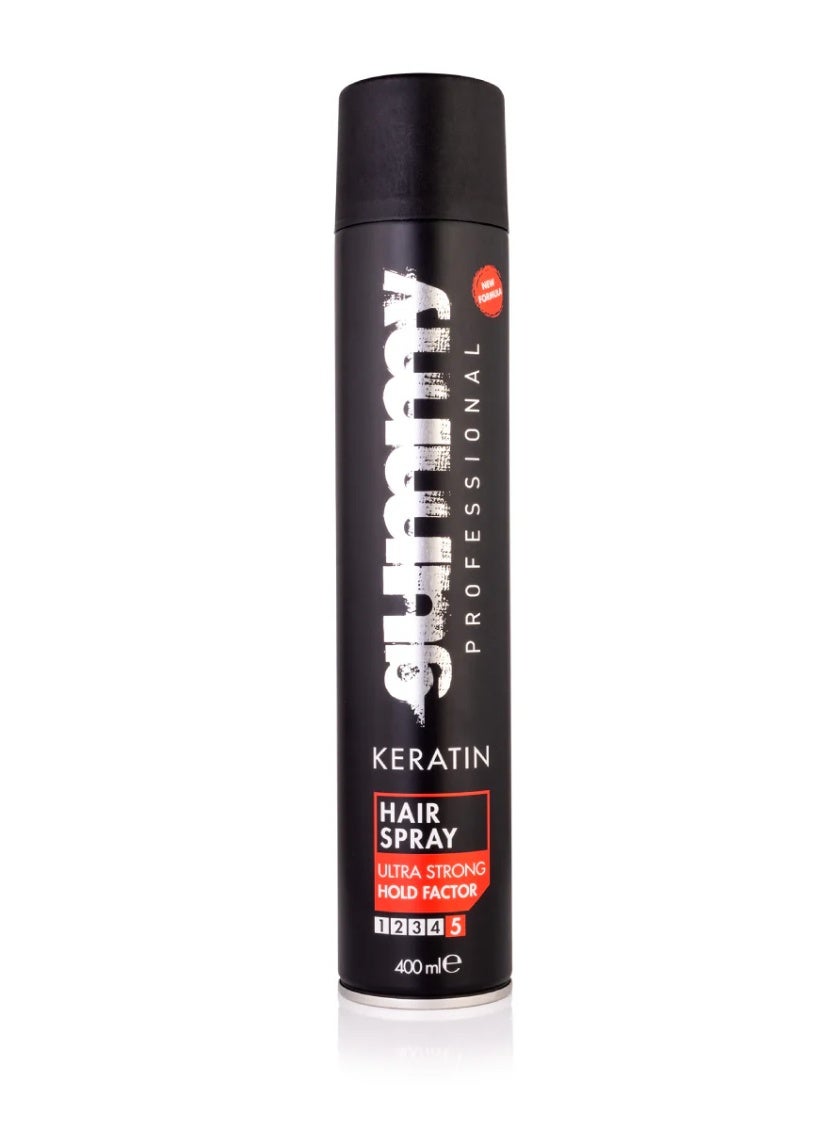 2pc Gummy Professional Keratin Hair Spray Ultra Strong HOLD Factor 400ml