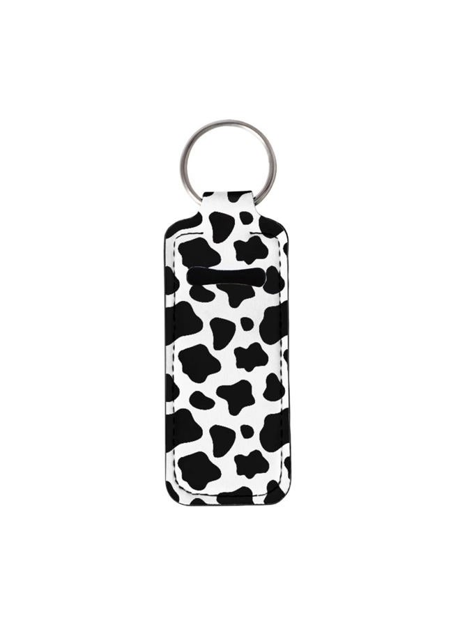 Animal Cow Chapstick Holder Keychain Two Packs Clip-on Sleeve Chapstick Pouch Tight-Knit Elastic Lipstick Key Chain Holder for Purse Travel