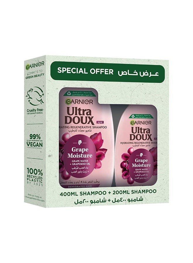 Garnier Ultra Doux Grape Moisture Shampoo 400ML + 200ML