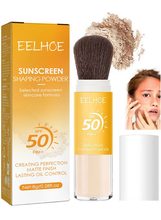 Sunscreen Setting Powder, SPF 50 PA++, UVA And UVB Protection, No Parabens, Gluten Free, Vegetarian, Hypo-Allergenic, Long-Lasting Lightweight Breathable Sunscreen Power, With Soft Sunscreen Brush