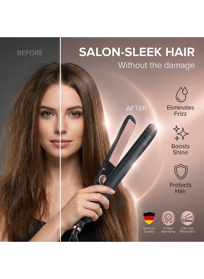HS 30 Hair Straightener, Ceramic-Tourmaline Coated Plates with Variable Temperature Settings for Gentle Styling