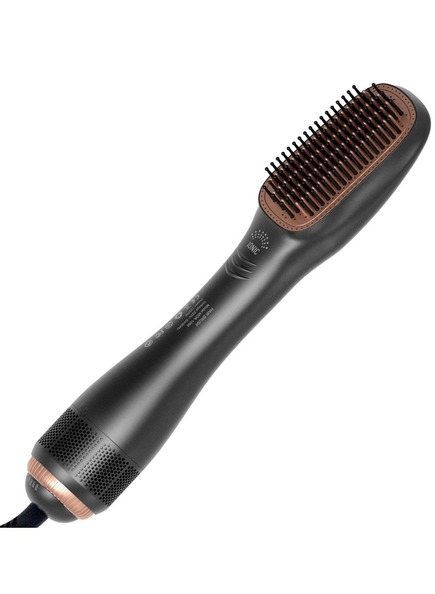 2 In 1 Professional Hair Dryer Brush Negative Ion Blow Dryer Straightening Brush Hot Air Styling Comb Electric Hair Straightener Styler (GOLD)