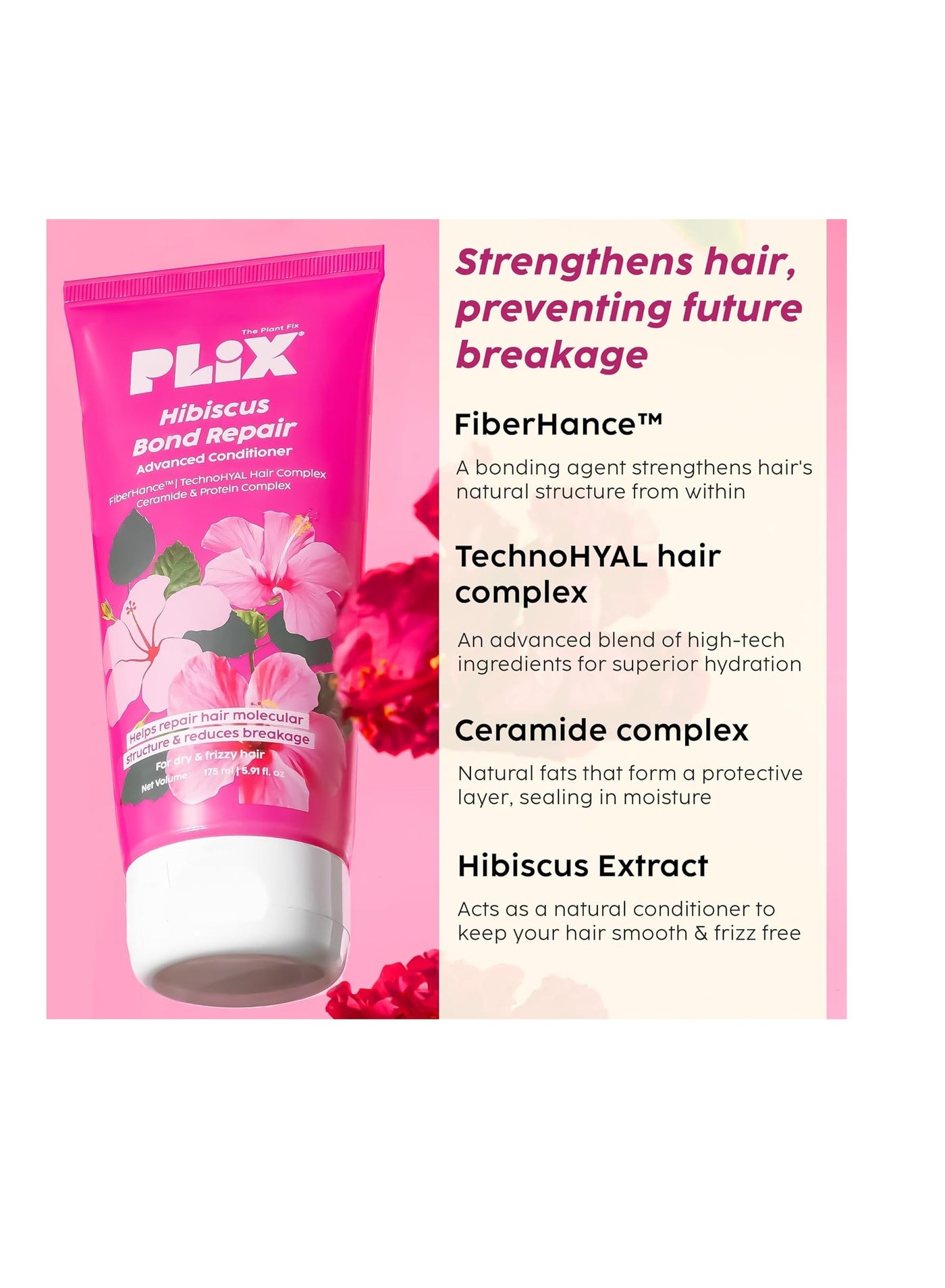 Hibiscus Bond Repair Advanced 10-in-1 Serum, Shampoo & Conditioner Repairs Molecular Structure & Reduces Breakage FiberHance™ & TechnoHYAL Hair Complex - image 3