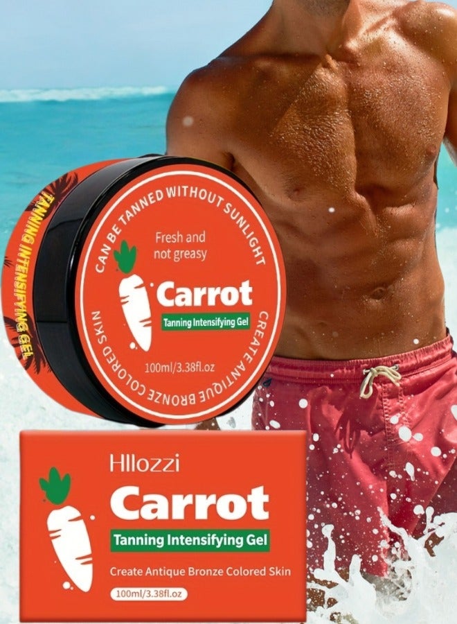 100ml Carrot Tanning Intensifying Gel for Men and Women Create Bronze Skin Extreme Intensive Tanning Soft Gel Tanning Lotion Accelerator Tanning Cream Self Tanner Gel for Skin Tanning Sunless Tanner