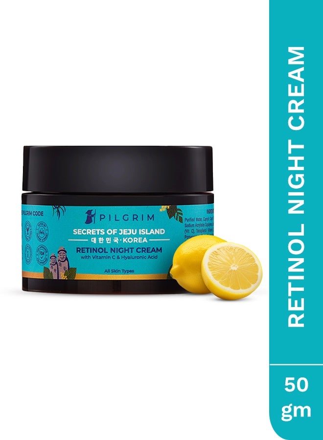 Korean Retinol Anti Aging Night Cream (50Gm) With Hyaluronic Acid & Vitamin C |Discover Young, Wrinkle-Free & Radiant Skin| Anti Aging Cream For Oily & Dry Skin| For Unisex