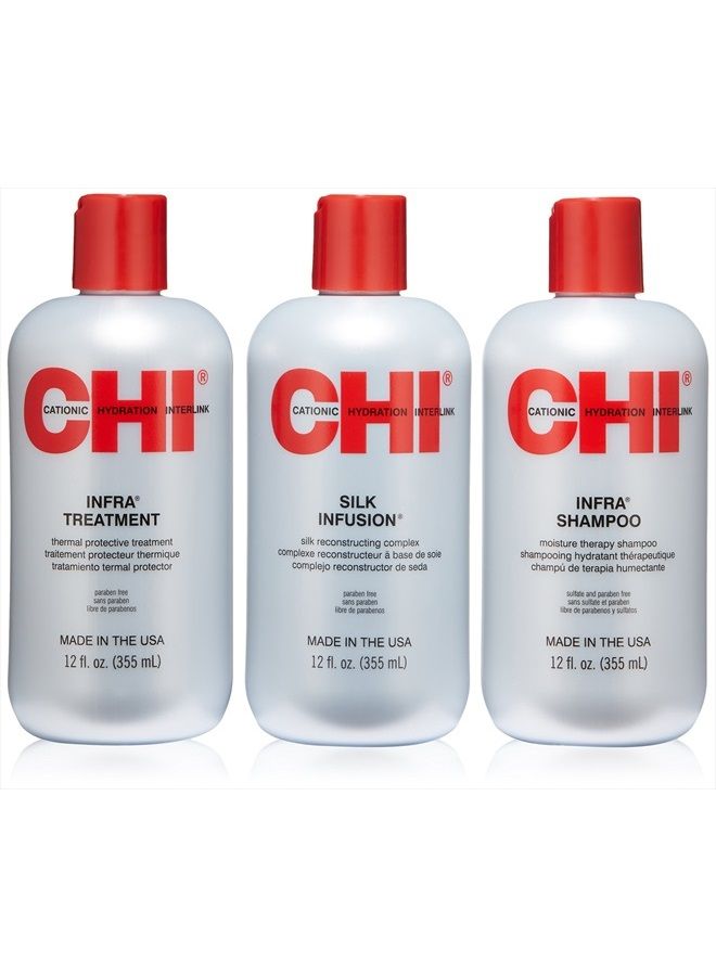 Trio Kit with CHI Infra Shampoo, CHI Infra Treatment and CHI Silk Infusion