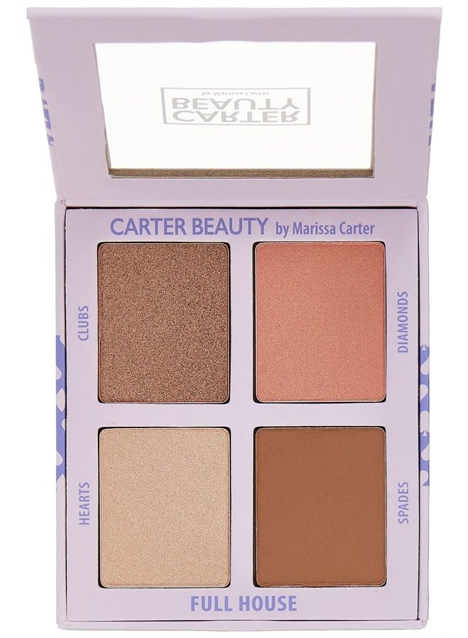 Carter Beauty Mixed Face Palette - For Radiant, Glowing Skin - Creamy Bronzer For Warmth - Shimmering Blush To Make Your Cheeks Pop - Highlighters To Help You Express Yourself - Full House - 0.4 Oz