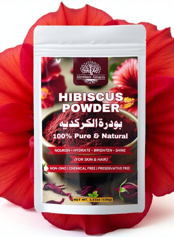 Pure Hibiscus Powder 100gm | Natural Hair Growth, Skin Rejuvenation & Anti-Aging | For Hair, Skin & Face Care
