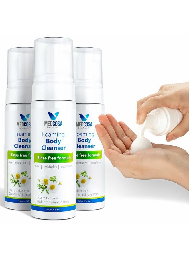 No Water Body Wash Full Body Cleansing Foam for Adults and Elderly Care | Rinse Free | Waterless Body Wash for People | Wipe away Cleanser (3 Bottles)