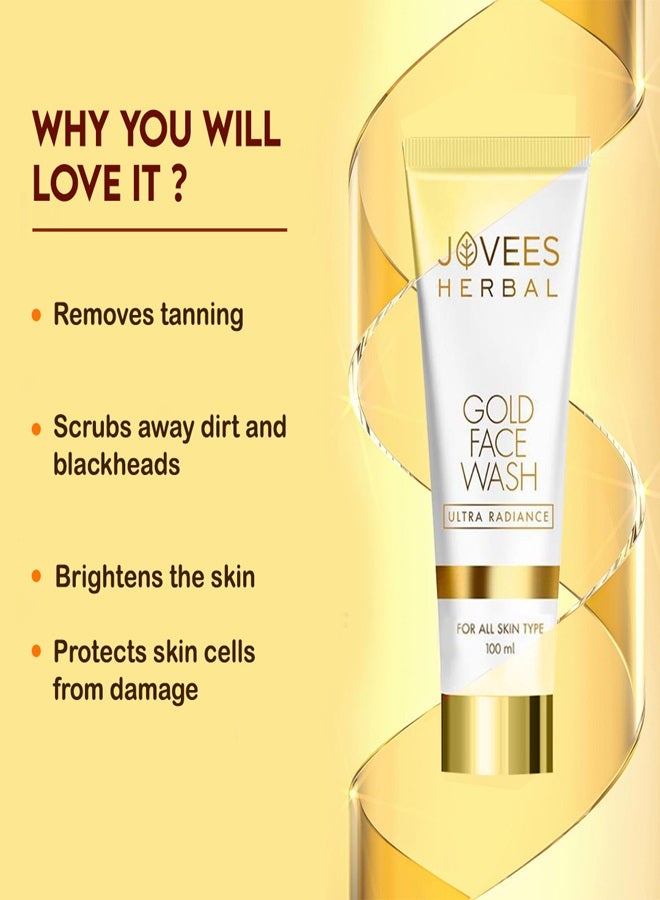 Jovees Herbal Ultra Radiance Gold Face Wash 100ml | Nourishes & Hydrates Skin | Reduces Dark Spots, Improves Skin Texture | For All Skin Types - image 3