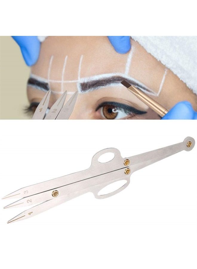 Eyebrow Stencil Ruler, Eyebrow Stencil Positioning DIY Ruler Calipers Microblading Supplies Shaper Ruler Permanent Makeup Gold Ratio Eyebrow Measure Stainless Steel Eyebrow Measuring Tool (silver)